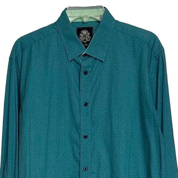 English Laundry Button-Up Shirt Men's Sz L Collared Circular Print Long Sleeves - Picture 7 of 11